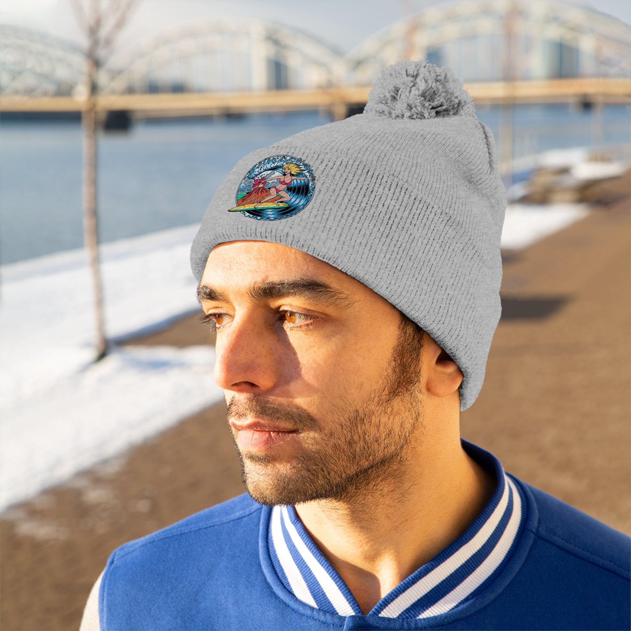 surf ocean Pom Pom Beanie